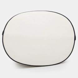 Prada Tambour White Leather and Wood 2Way Bucket Handbag