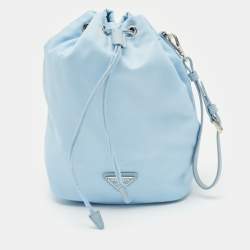 Prada Light Blue Nylon Re-Nylon Drawstring Pouch