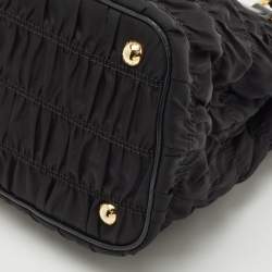 Prada Black Gaufre Tessuto Nylon and Leather Tote
