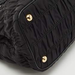Prada Black Gaufre Tessuto Nylon and Leather Tote