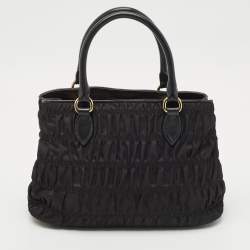 Prada Black Gaufre Tessuto Nylon and Leather Tote