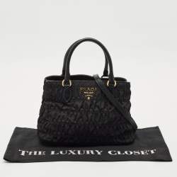 Prada Black Gaufre Tessuto Nylon and Leather Tote