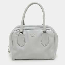 Prada Grey Leather Bauletto Bag
