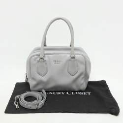 Prada Grey Leather Bauletto Bag
