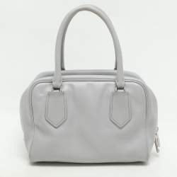 Prada Grey Leather Bauletto Bag
