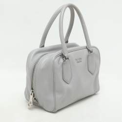 Prada Grey Leather Bauletto Bag