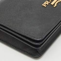 Prada Black Saffiano Leather Wallet On Chain