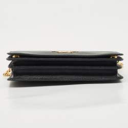 Prada Black Saffiano Leather Wallet On Chain