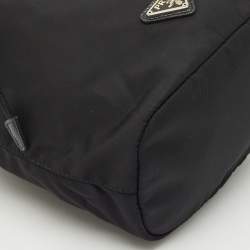 Prada Black Leather and Nylon Drawstring Wristlet Pouch