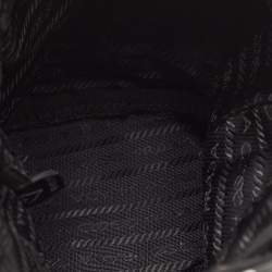 Prada Black Leather and Nylon Drawstring Wristlet Pouch