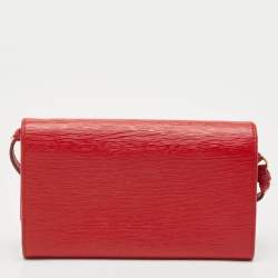 Prada Red Vitello Move Leather Wallet On Strap