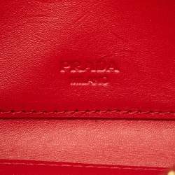 Prada Red Vitello Move Leather Wallet On Strap