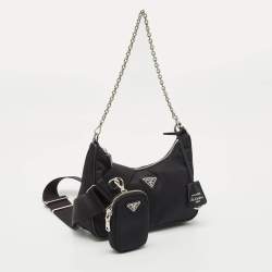 Prada Black Leather and Nylon Re-Edition 2005 Shoulder Bag