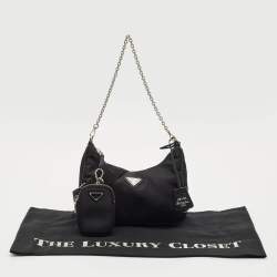 Prada Black Leather and Nylon Re-Edition 2005 Shoulder Bag