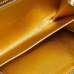 Pre Owned Prada Gold Saffiano Metal Leather French Wallet