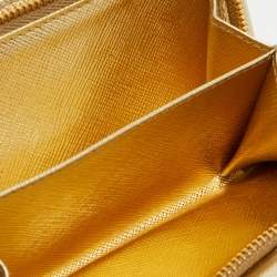 Pre Owned Prada Gold Saffiano Metal Leather French Wallet