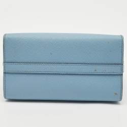 Pre Owned Prada Light Blue Saffiano Leather Small Monochrome Tote