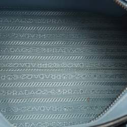 Pre Owned Prada Light Blue Saffiano Leather Small Monochrome Tote