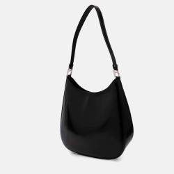 Prada Black Brushed Leather Cleo Shoulder Bag