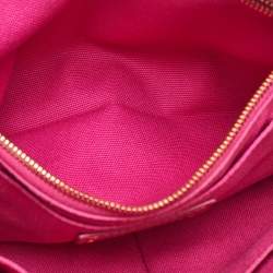 Pre Owned Prada Pink Canvas Crystal Embellished Zip Pouch Clutch