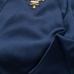Prada Navy Blue Satin Pleated Raso Clutch
