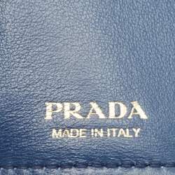 Prada Navy Blue Vitello Move Leather Envelope Trifold Wallet