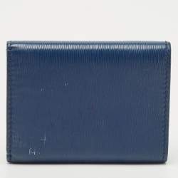 Prada Navy Blue Vitello Move Leather Envelope Trifold Wallet