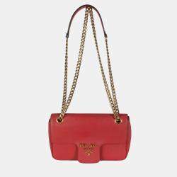 Prada Red Pattina Saffiano Flap