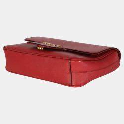 Prada Red Pattina Saffiano Flap