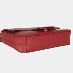 Prada Red Pattina Saffiano Flap