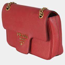 Prada Red Pattina Saffiano Flap