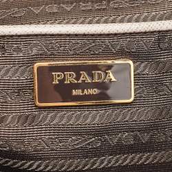 Pre Owned Prada Grey Saffiano Lux Leather Large Double Zip Tote