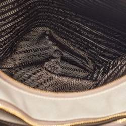 Pre Owned Prada Grey Saffiano Lux Leather Large Double Zip Tote