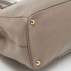 Pre Owned Prada Grey Saffiano Lux Leather Large Double Zip Tote