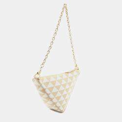 Prada Beige White Mini Triangolo Jacquard Triangle Symbole Satchel