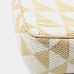 Prada Beige White Mini Triangolo Jacquard Triangle Symbole Satchel