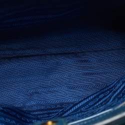 Pre Owned Prada Dark Blue Saffiano Vernic Leather Parabole Tote