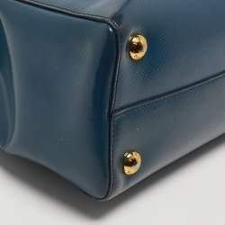 Pre Owned Prada Dark Blue Saffiano Vernic Leather Parabole Tote
