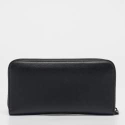 مملوكة مسبقًا Prada Black Saffiano Leather Zip Around Wallet