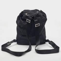 Pre Owned Prada Black Nylon Tessuto Flap Backpack