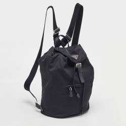 Pre Owned Prada Black Nylon Tessuto Flap Backpack