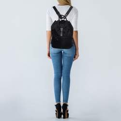 Pre Owned Prada Black Nylon Tessuto Flap Backpack