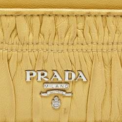 Pre Owned Prada Yellow Gaufre Leather Card Holder