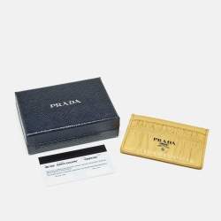 Pre Owned Prada Yellow Gaufre Leather Card Holder