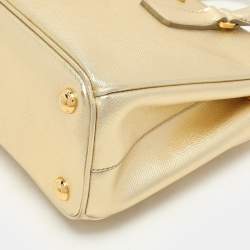 Pre Owned Prada Gold Saffiano Lux Leather Small Galleria Double Zip Tote