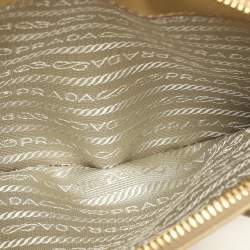 Pre Owned Prada Gold Saffiano Lux Leather Small Galleria Double Zip Tote