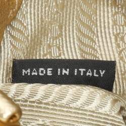 Pre Owned Prada Gold Saffiano Lux Leather Small Galleria Double Zip Tote