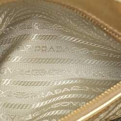 Pre Owned Prada Gold Saffiano Lux Leather Small Galleria Double Zip Tote