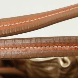 Pre Owned Prada Gold Metalic Leather Drawstring Tote