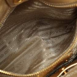 Pre Owned Prada Gold Metalic Leather Drawstring Tote